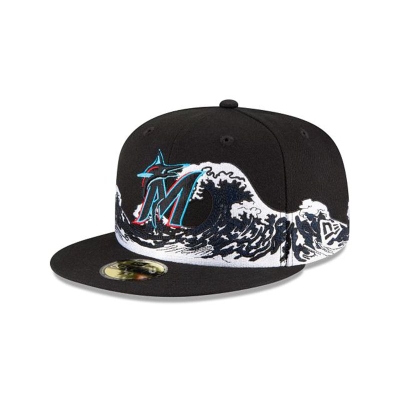 Miami Marlins Gorra | New Era MLB Wave 59fifty Fitted Cap Mexico - Negros